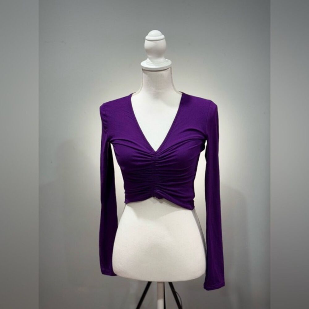 CLEARANCE! Purple Boutique Cinch Front Crop Top Size M NWT 2